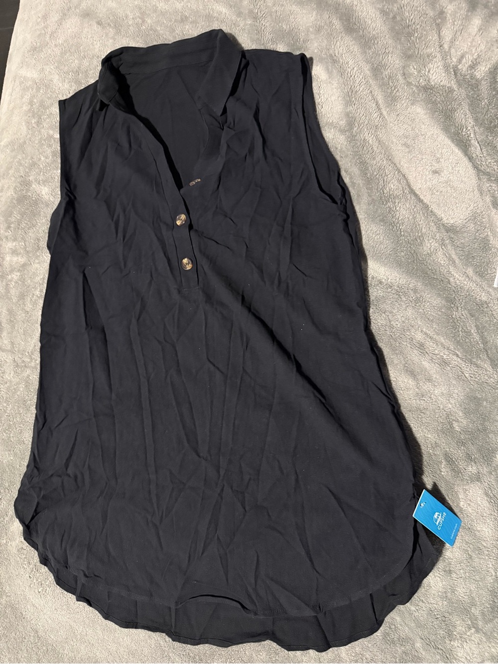 Black Sleeveless Collared Cover-Up Mini Dress